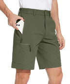 TACVASEN Short cargo d'été à 5 poches zippées, séchage rapide, pour homme, short de pêche, extensible, pour la randonnée en plein air, short de travail en nylon, léger