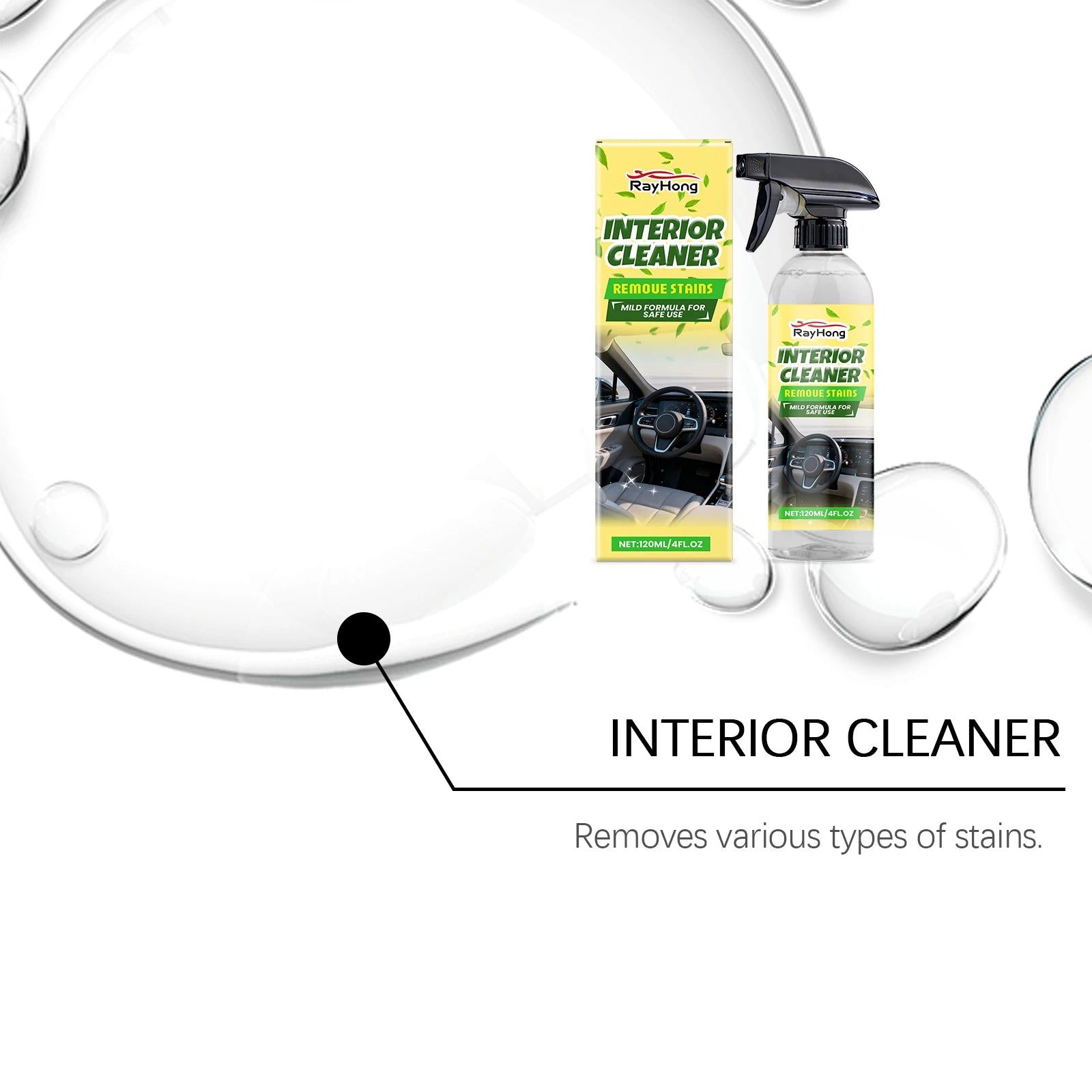 Nettoyant pour intérieur de voiture, élimine efficacement les taches de graisse de la poussière, nettoie les vernis du tableau de bord intérieur améliore la brillance, Agent de rénovation