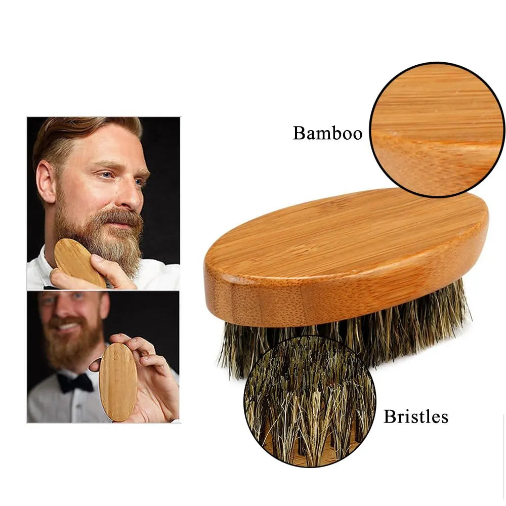 Ensemble de pinceaux de rasage portables pour hommes, poils de sanglier, barbier, brosse à barbe naturelle, peigne, ciseaux pour livres qualifiée aux, outil de coiffage