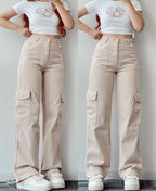 Pantalon à jambes larges pour femmes, fermeture éclair, coupe cintrée, plat, haut, poches, taille moyenne, longueur cheville, couleur unie, automne 2026