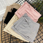 Pantalon large décontracté pour femme, longueur cheville, taille élastique, en soie glacée, couleur unie, printemps-été