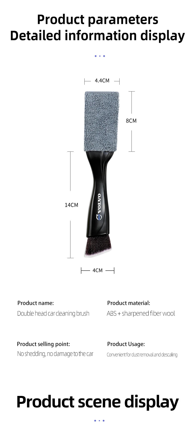 Brosse de nettoyage de ventilation de voiture, outils de dépoussiérage intérieur automobile pour Volvo Xc60 Xc90 V40 V60 S60 V50 V90 S80 C40 XC40 V70 XC70
