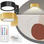 Applique murale LED magnétique, lumières magnétiques à intensité variable, 360 °   Lampe de nuit de projecteur d'armoire de télécommande tactile de rotation