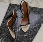 VEYKE-Sandales à Talons Hauts Noirs et Blancs pour Femme, Chaussures de Bal de Mariage à la Mode