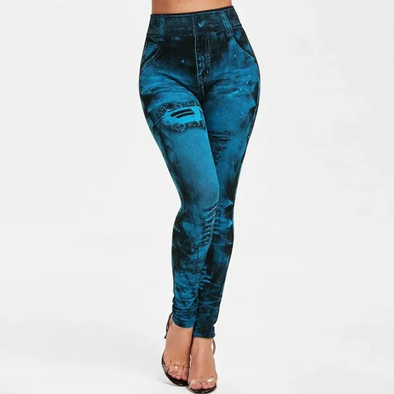 Legging taille haute pour femme, jean moulant, streetwear, push-up, décontracté, à la mode