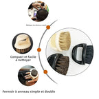 Brosse à barbe professionnelle pour hommes-brosse à poils de sanglier brosse de nettoyage de barbe petite et ronde-peigne à poils à manche noir