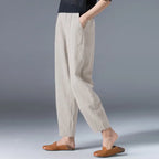 Pantalon à jambes larges en coton pour femme, ample, surdimensionné, couleur unie, sarouel, décontracté, taille élastique, longueur cheville, vêtements pour femmes, été