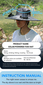 Chapeau solaire à double ventilateur à large bord, pour Camping en plein air, pêche, Anti-UV, pour hommes, escalade, Protection solaire, chapeau de pêcheur