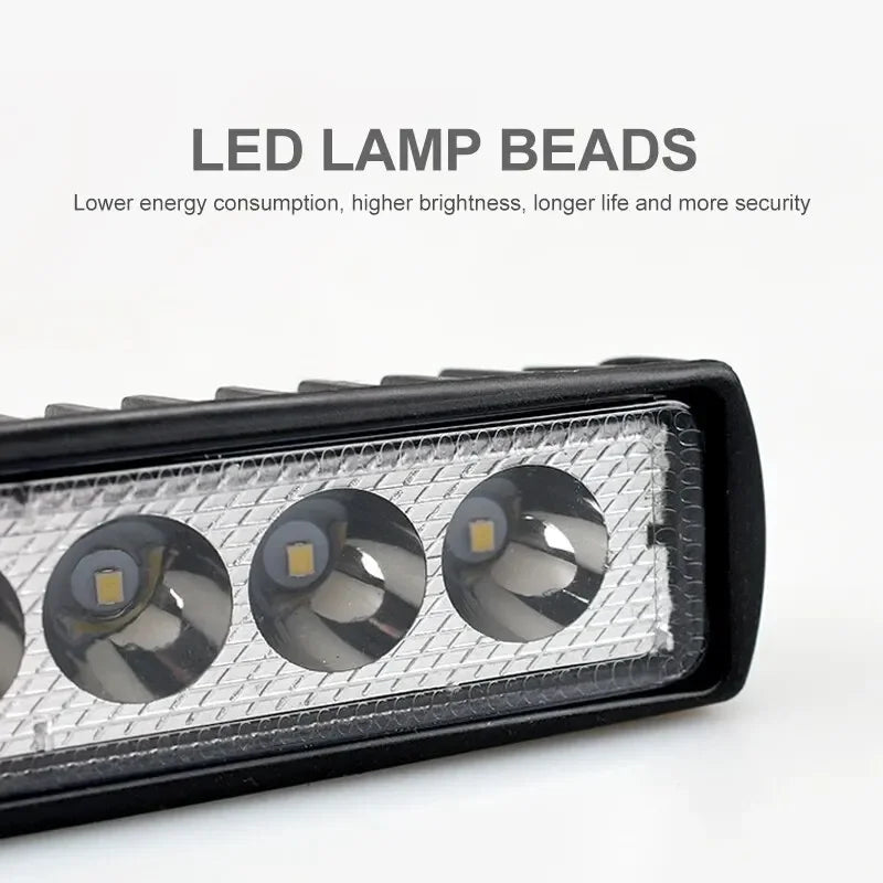 Phare de travail universel pour voiture, budgétaire haute luminosité, automobile tout-terrain, conduite de camion, feux de sauna antibrouillard, lampe de conduite DRL, 18W, 6 LED, 12V