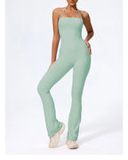 Nouvelle combinaison de yoga sans manches pour femme, salopette évasée de sport à dos nu pour la gym, tenue de sport pour femme