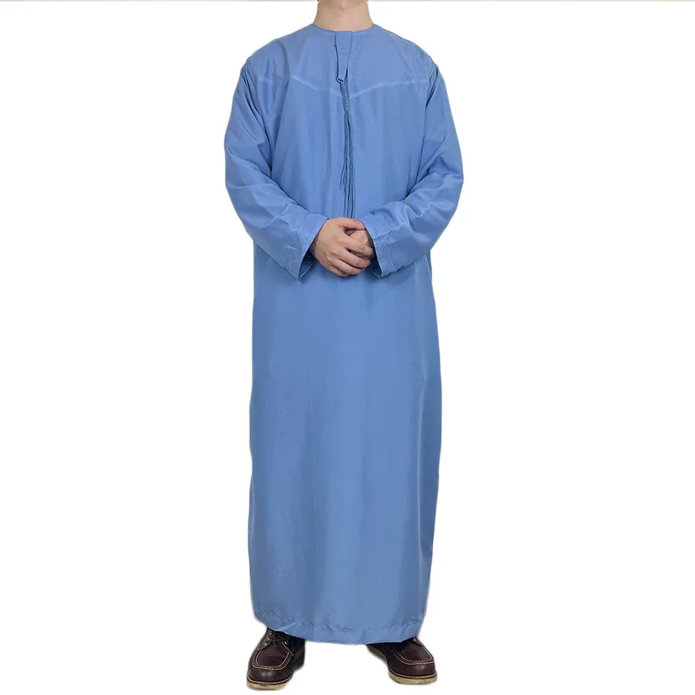 Nouveaux hommes musulmans à manches longues Robe pull Abaya Daffah Jubba Thobe Pakistan saoudien arabe caftan Islam vêtements Robe de prière Afghan