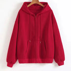 Surdimensionné sweat à capuche pour femme décontracté solide fermeture éclair sweat à capuche Harajuku coréen lâche Couple veste à capuche manteau Streetwear