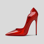 Nouveaux talons hauts noirs pointus de 12cm pour femmes, talons fins avec tempérament sexy, bouche peu profonde, chaussures simples à semelle rouge 34-46