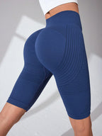 Short de Yoga taille haute sans couture pour femmes, tricoté, Slim, pour entraînement, course à pied, Leggings esthétiques linéaires, extensible, levage des hanches