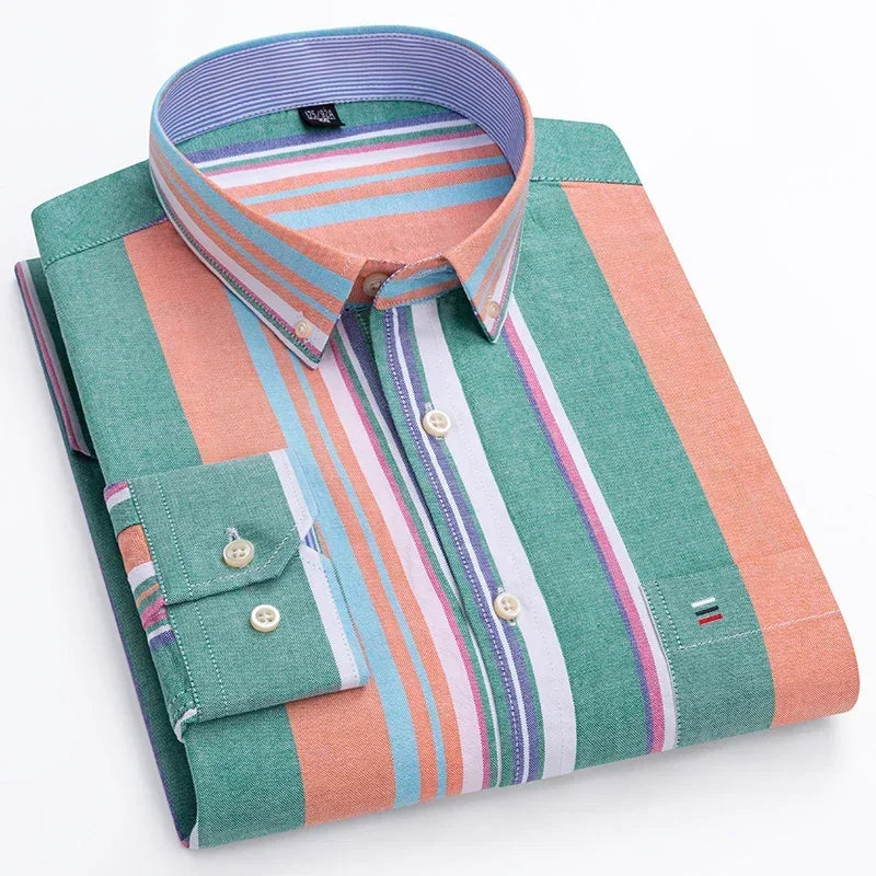 Chemise Oxford à manches longues pour hommes, grande taille 7xl, 100% coton, coupe cintrée, formelle, unie, à carreaux, vêtements de bureau élégants, nouvelle collection