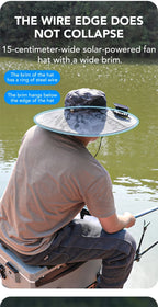 Chapeau solaire à double ventilateur à large bord, pour Camping en plein air, pêche, Anti-UV, pour hommes, escalade, Protection solaire, chapeau de pêcheur
