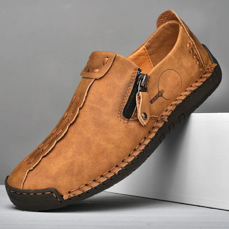 Mocassins en daim bleu pour hommes, chaussures de conduite plates respirantes, mocassins souples à enfiler, chaussures décontractées en cuir faites à la main, printemps et été