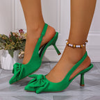 Sandales à talons aiguilles enveloppés avec nœud d'été pour femmes, bout pointu, bouche peu profonde, pied antidérapant, résistant à l'usure, talons hauts