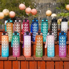 Bouteille d'eau de sport 1L avec paille, marqueur de temps, dégradé de couleur, bouteille de motivation, étanche, tasse d'eau potable pour étudiant en plein air