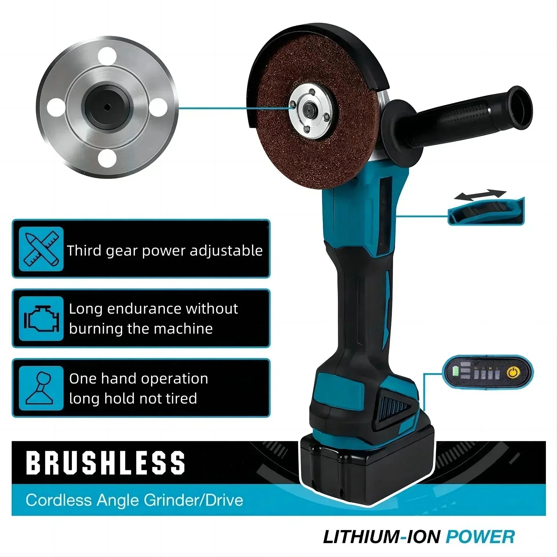 Meuleuse d'angle électrique sans fil Makita DGA404 18V haute puissance 125mm/100mm, machine de découpe et de polissage rechargeable