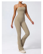 Nouvelle combinaison de yoga sans manches pour femme, salopette évasée de sport à dos nu pour la gym, tenue de sport pour femme