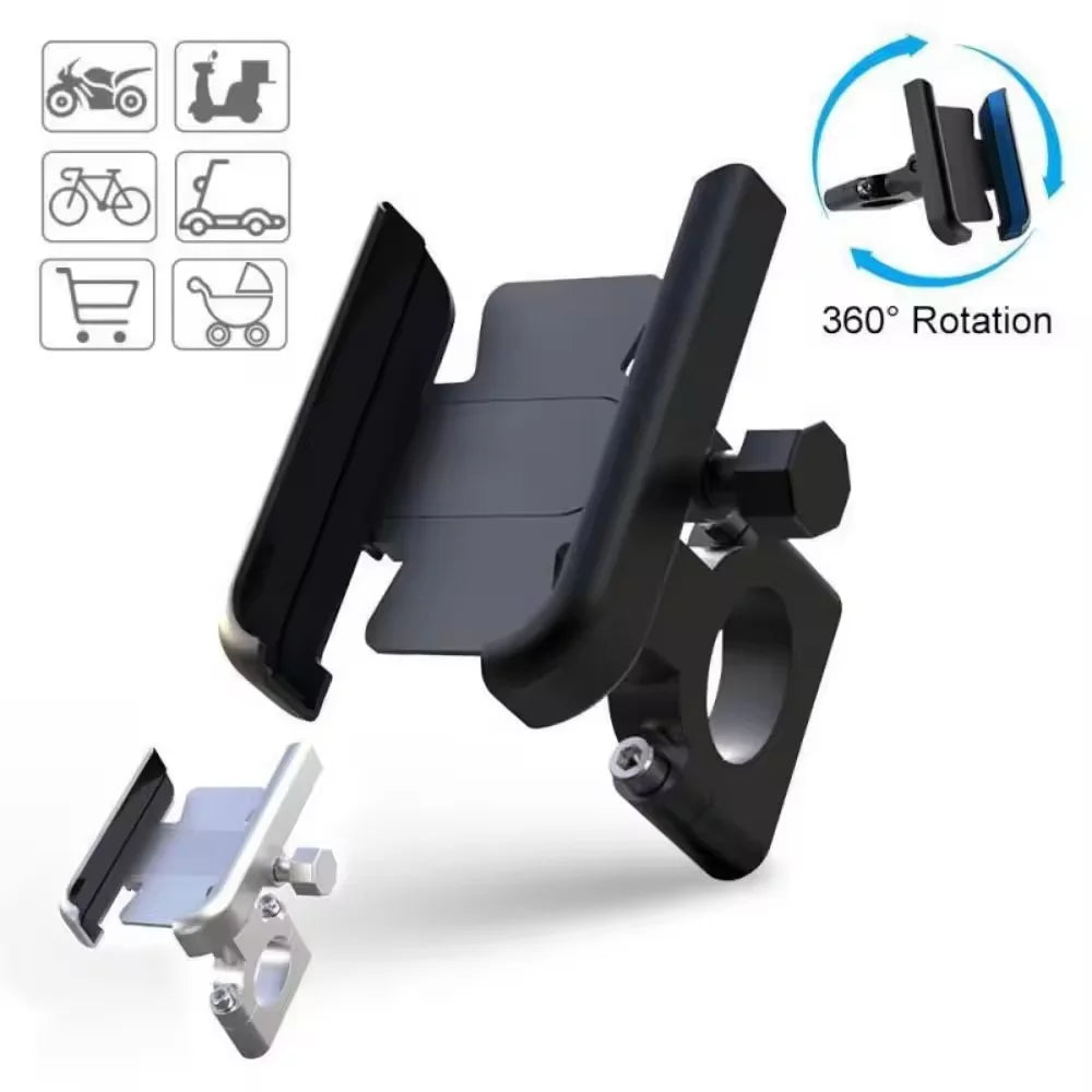 Support de téléphone universel en alliage d'aluminium pour guidon de moto, rétroviseur de vélo, support de téléphone portable pour moto