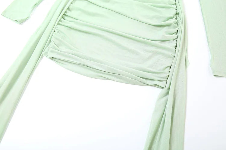 Kliou – Mini robe en maille Simple pour femmes, mode, couleur unie, sans bretelles, rubans, pompon, façonnant le corps, gants à manches longues