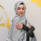 Châle Musulman en Mousseline de Soie Imprimé, Hijab Arabe du Moyen-Orient, Keffiyeh, Palestine, 180x70cm
