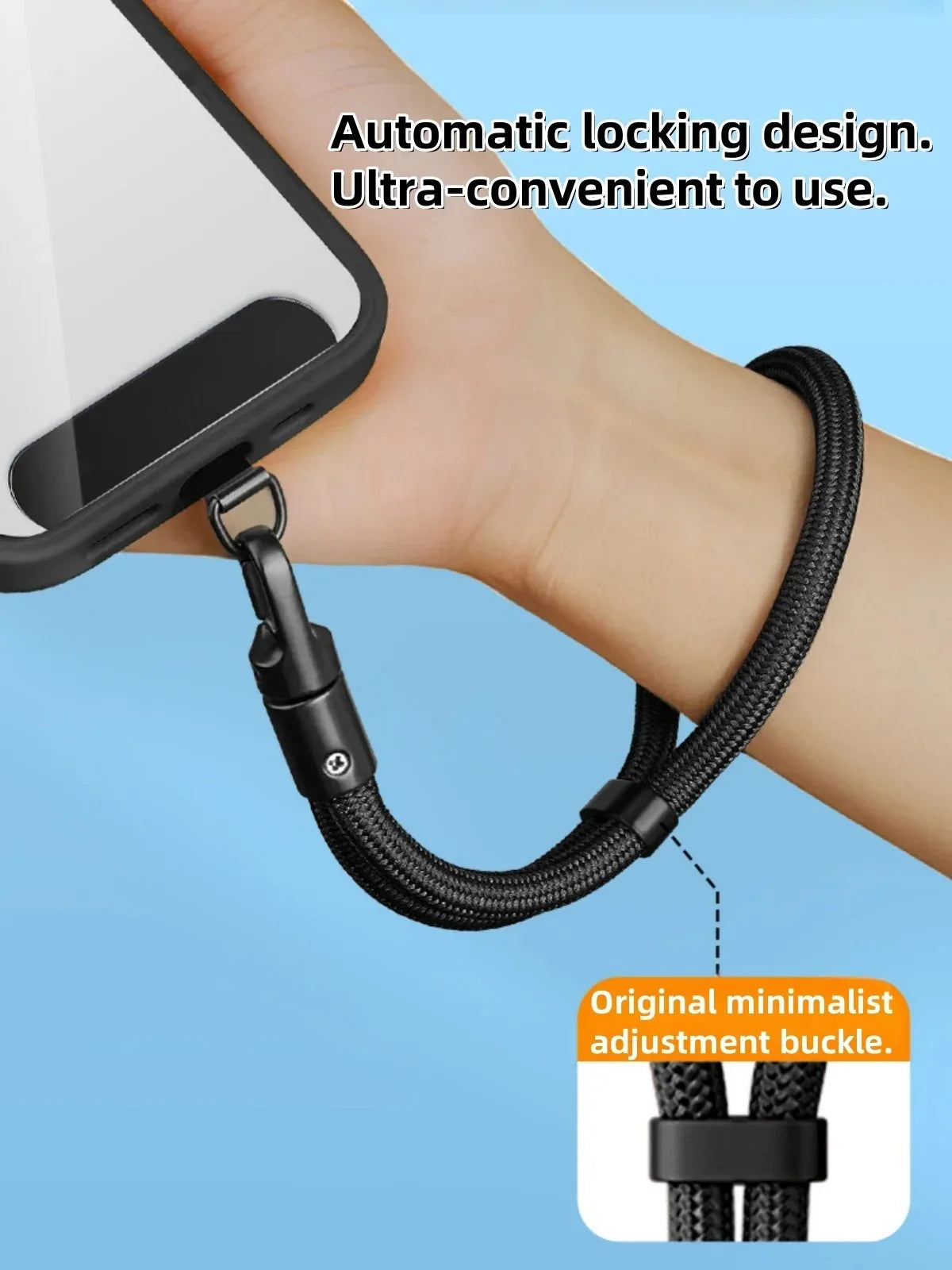 Lanière de téléphone portable universelle réglable, dragonne courte avec conception Anti-chute autobloquante, sangle de téléphone en Polyester Durable