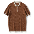 Polo en maille jacquard décontracté pour homme 2026, col en V, couleur unie, manches courtes, respirant, vêtement de luxe B24