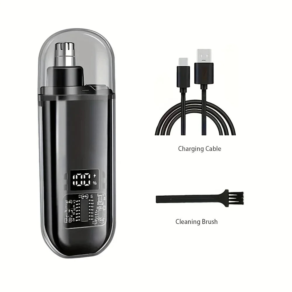 Tondeuse à cheveux pour nez et oreilles pour hommes, rechargeable par USB C, portable, charge rapide, kit de toilettage compact