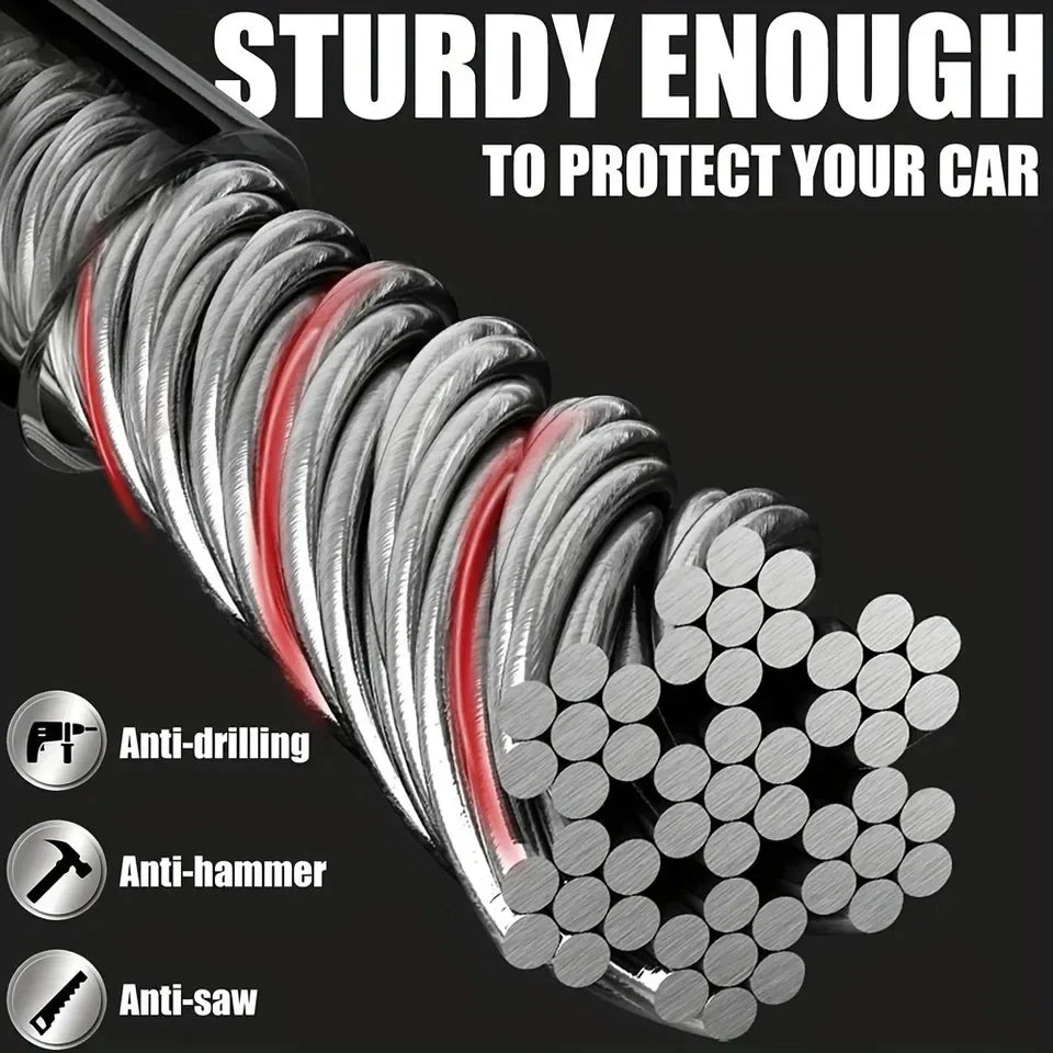 Verrouillage du volant de voiture, câble en acier antivol, dispositif de sécurité universel adapté aux véhicules, prévention du vol, corde de sécurité Durable