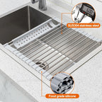Égouttoir à vaisselle enroulable pour évier, égouttoir à vaisselle en acier inoxydable 304, organisateur de rangement pour assiettes, accessoires de cuisine