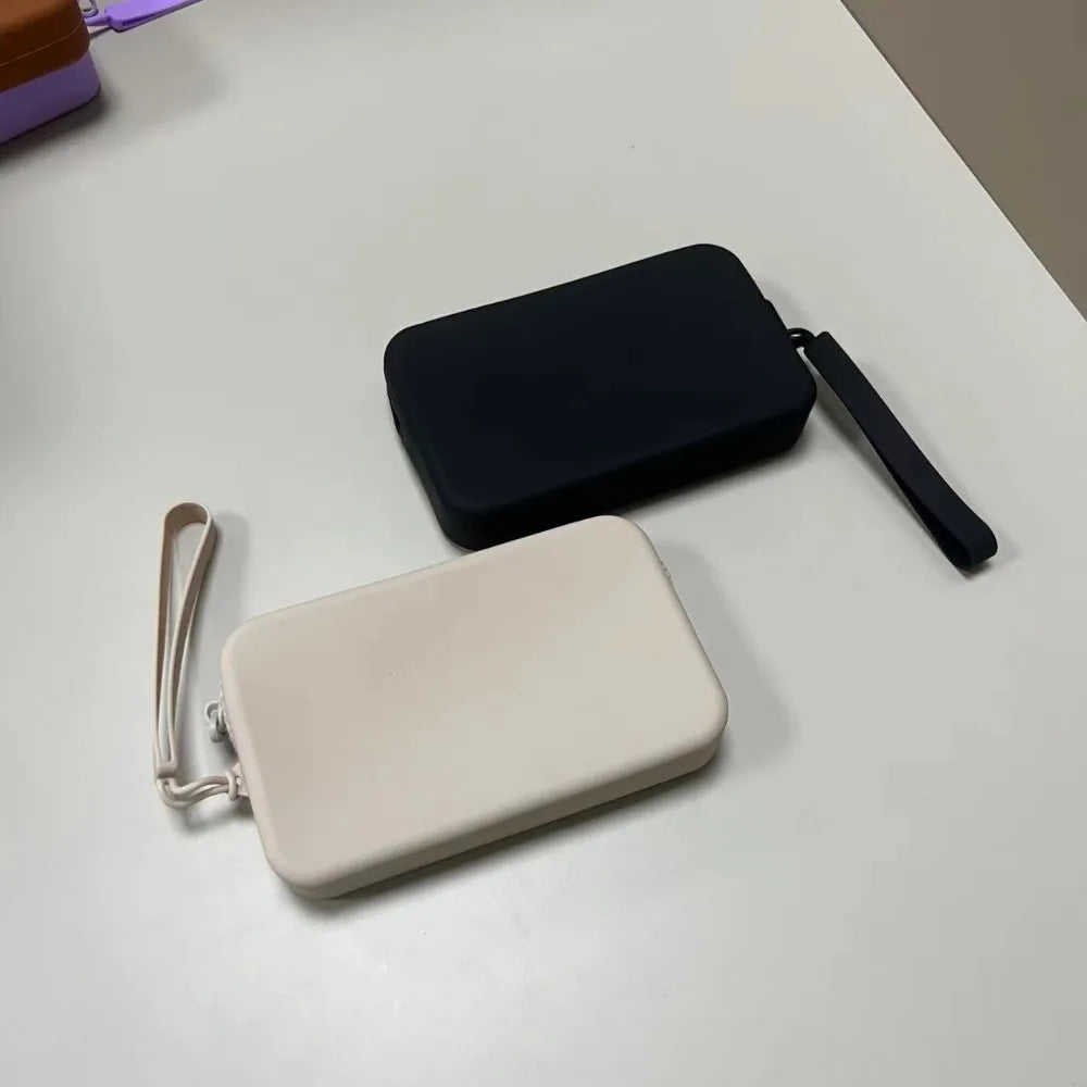Portefeuille rectangulaire en Silicone, sac de rangement peu encombrant, sacs à main de transport multifonctions, sacs mobiles pour pièces de monnaie pour hommes et femmes