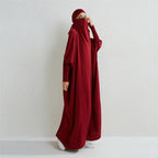Abaya musulman à capuche manches smockées une pièce Robe de prière femmes Jilbab vêtements islamiques dubaï saoudien Robe noire modestie turque