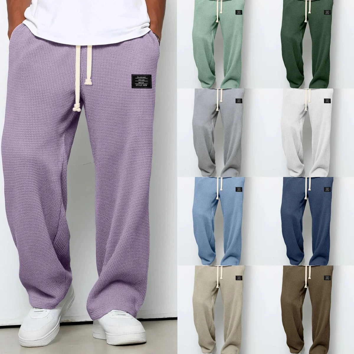 Pantalon de jogging décontracté pour homme 2026, coupe droite, taille élastique, jambe large, vêtements de sport pour homme, collection Printemps/Automne