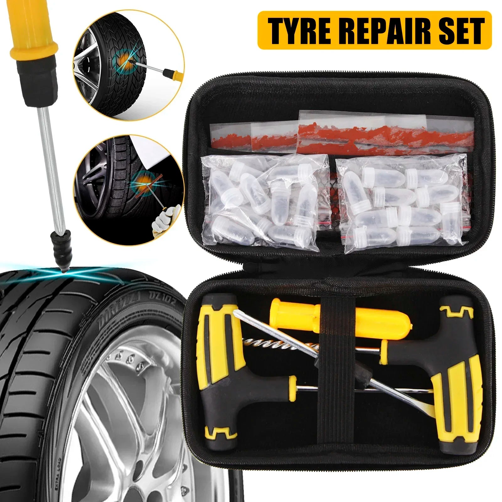 Clous de Réparation Pneus Tubeless – Kit 21 pcs Bouchons Caoutchouc Anti-Crevaison