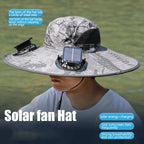 Chapeau solaire à double ventilateur à large bord, pour Camping en plein air, pêche, Anti-UV, pour hommes, escalade, Protection solaire, chapeau de pêcheur