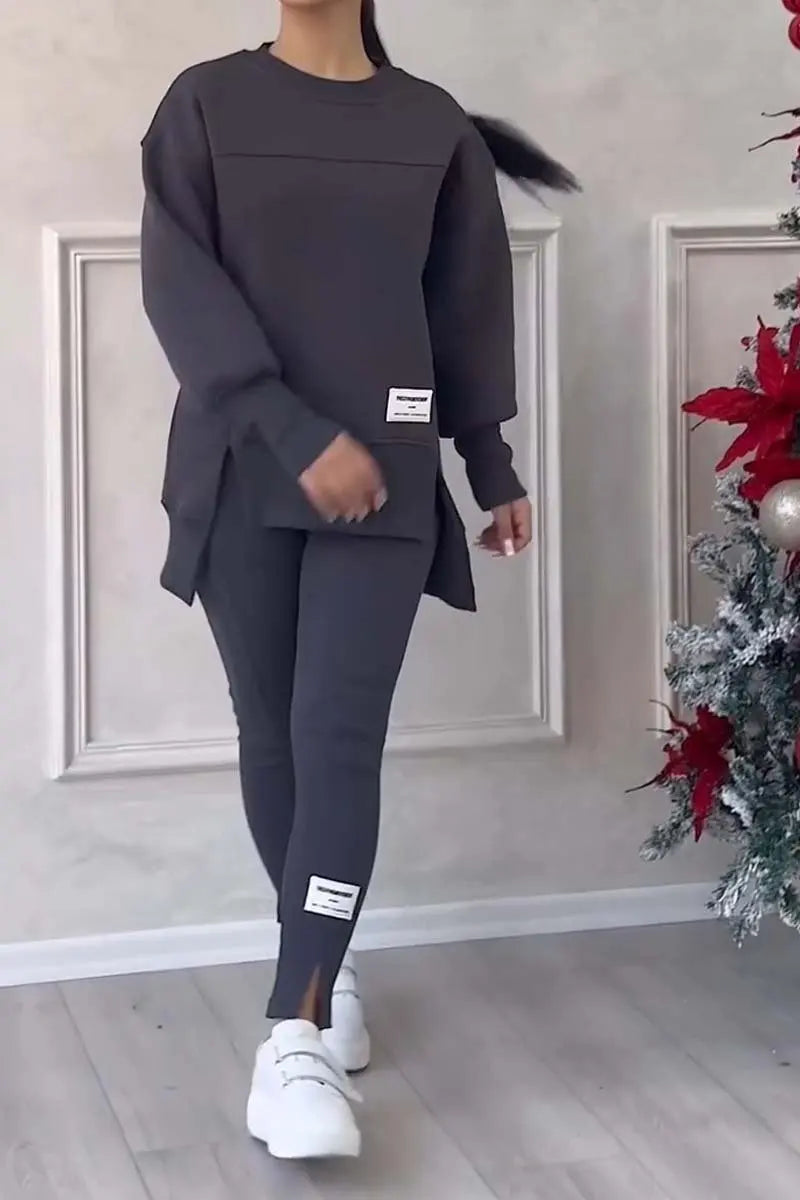 2 pièces femmes Sport costume sweat à capuche hiver ample haut irrégulier + Leggings pantalon décontracté survêtement tenue Sport deux pièces ensemble