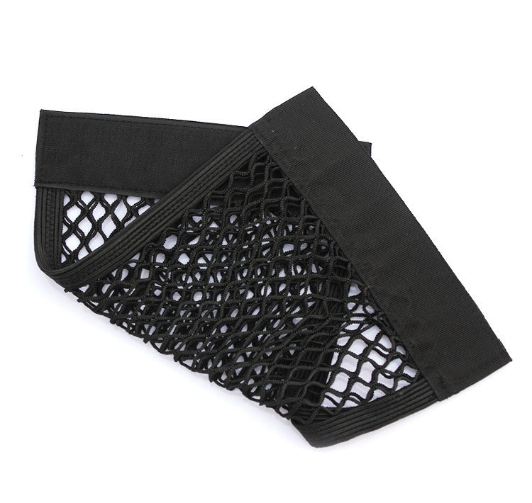 Filet de rangement pour coffre arrière de voiture, filet en maille pour siège, corde élastique, autocollant magique, sac de rangement universel, organisateur de poche pour voiture