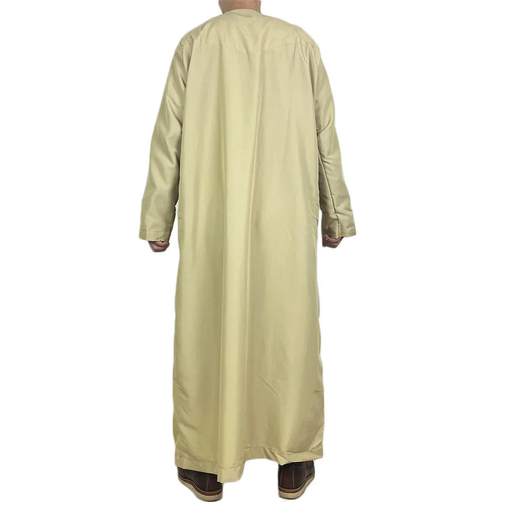Nouveaux hommes musulmans à manches longues Robe pull Abaya Daffah Jubba Thobe Pakistan saoudien arabe caftan Islam vêtements Robe de prière Afghan