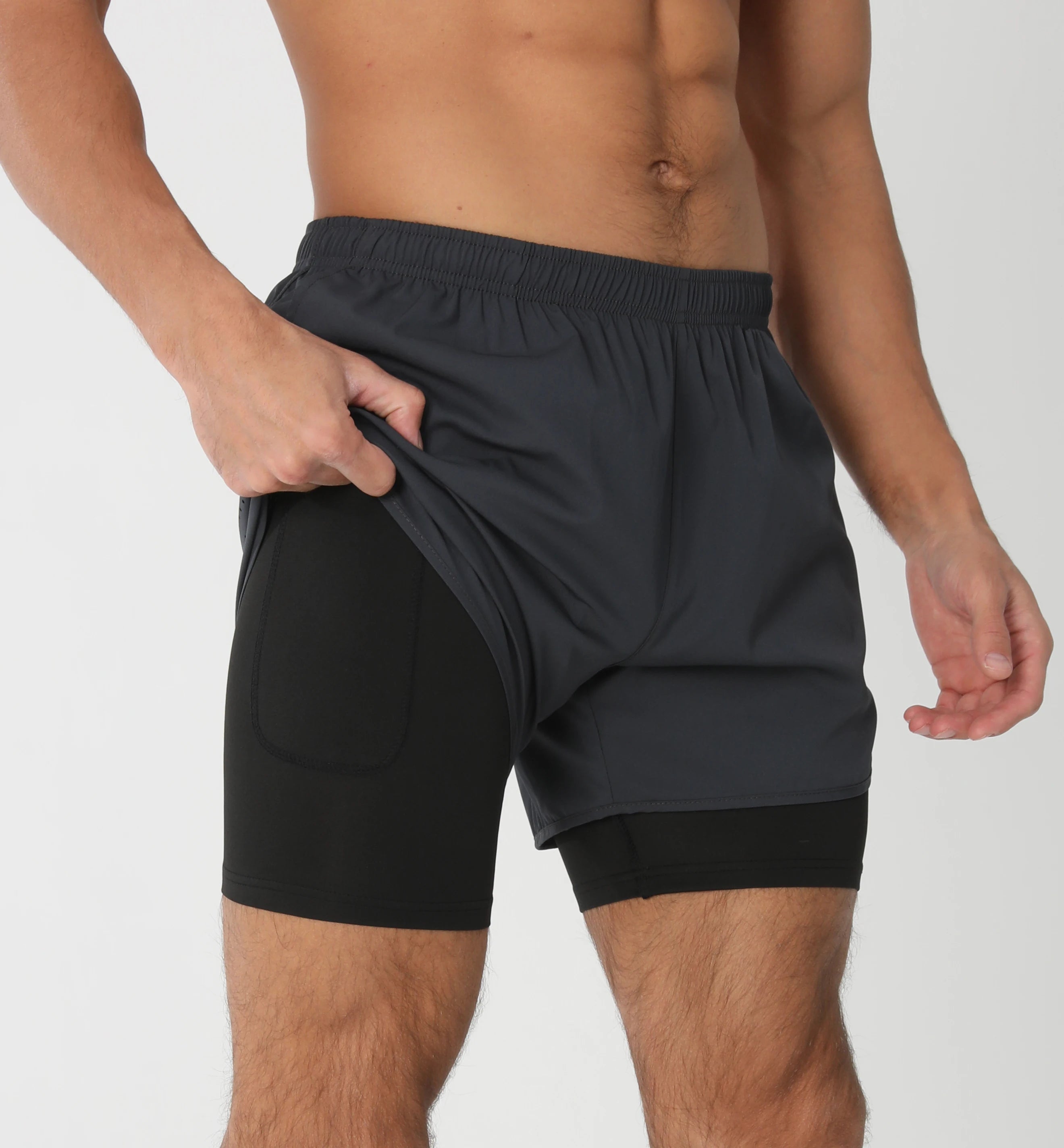 Short de course avec poches doublées pour homme, séchage rapide, léger, respirant, athlétique, sport, entraînement, boucle serviette