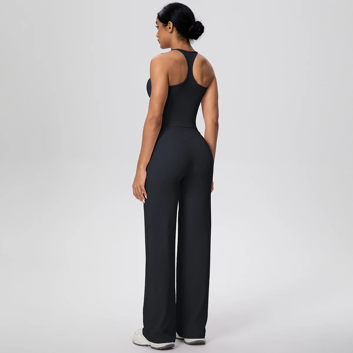 Ensemble de sport et Yoga pour femmes, 2 pièces, couleur unie, Slim, décontracté, gilet en forme de I avec coussinet de poitrine, séchage rapide, taille haute, pleine longueur