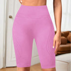 Short de Yoga taille haute sans couture pour femmes, tricoté, Slim, pour entraînement, course à pied, Leggings esthétiques linéaires, extensible, levage des hanches
