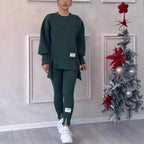 2 pièces femmes Sport costume sweat à capuche hiver ample haut irrégulier + Leggings pantalon décontracté survêtement tenue Sport deux pièces ensemble