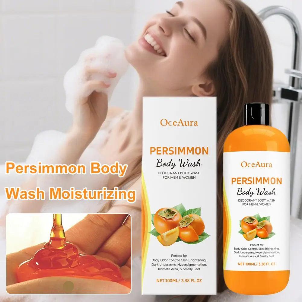 Gel Douche Exfoliant au Kaki 100ml – Hydratant, Nettoyant, Lissant, Anti-Odeurs Corporelles – Produits de Bain