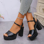 Sandales à talons optiques pour femmes, nouvelle mode d'été, tête ronde, bouche de poisson, plate-forme Parker ouverte, talons hauts non alds