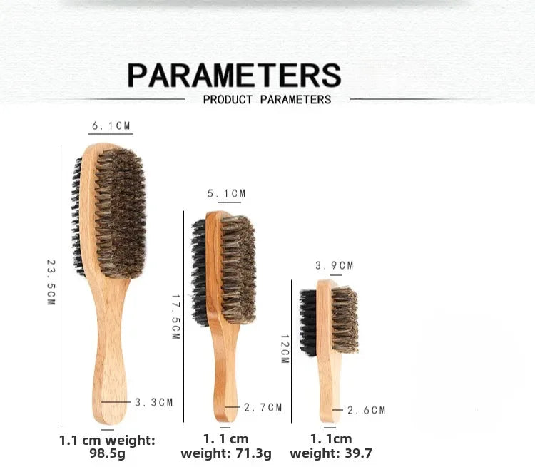 Brosses à cheveux en poils de sanglier pour hommes, brosse ondulée en bois naturel, brosse à barbe masculine, brosse à cheveux polyvalente pour touristes, brosse à barbe double face, S, M, L, 1PC