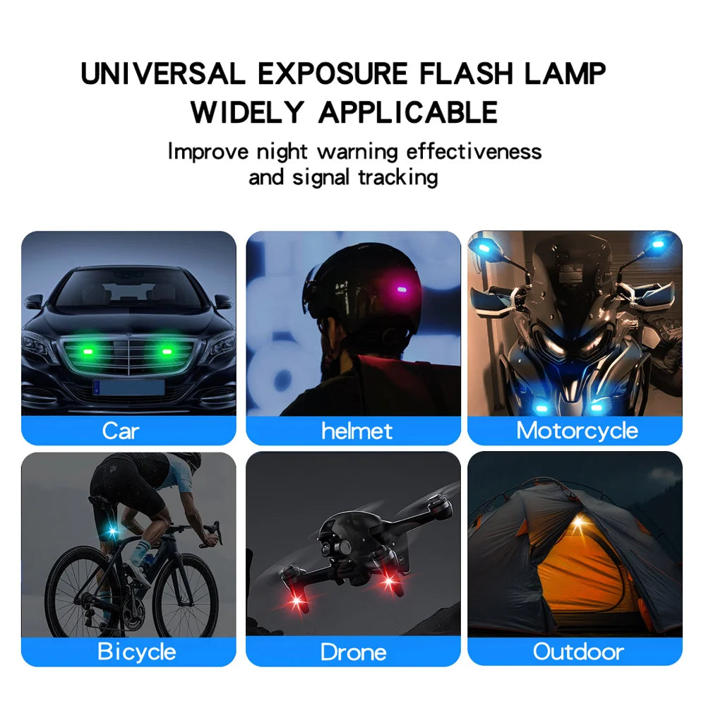 Lumières stroboscopiques LED sans fil, lumière d'ambiance de décoration de voiture, lumières Led rechargeables 8 couleurs, voyant d'avertissement Anti-Collision, 2/4 pièces