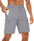 TACVASEN Short cargo d'été à 5 poches zippées, séchage rapide, pour homme, short de pêche, extensible, pour la randonnée en plein air, short de travail en nylon, léger